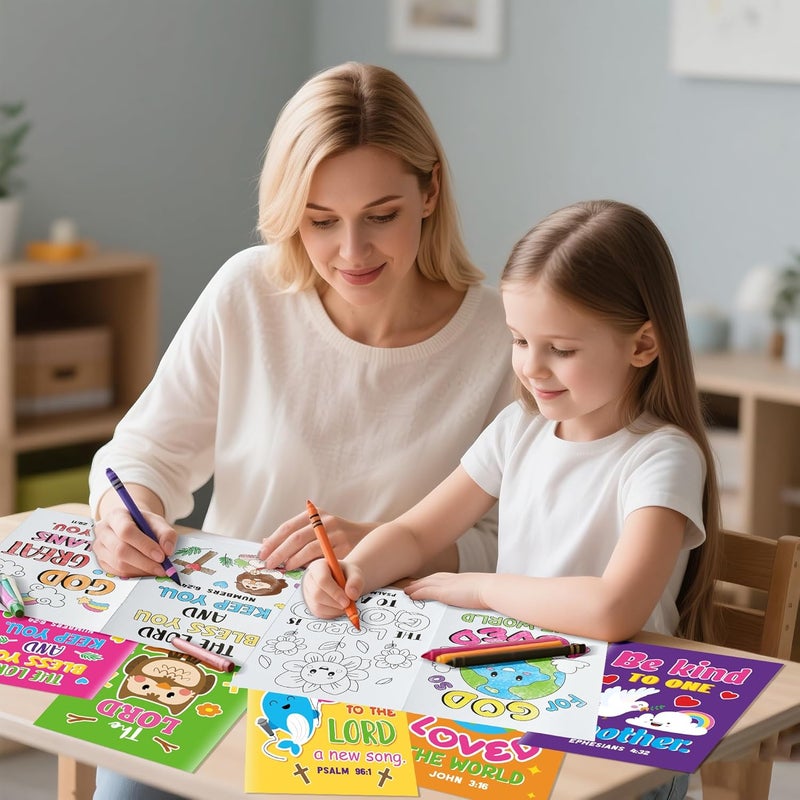 Dvbonike 24Pcs Bible Verses Coloring Books - Religious Theme DIY Color-in Pages with Inspirational Words Drawing Holiday Christian Activity Supplies for Sunday School Classroom Rewards Gift for Kids - Image 5